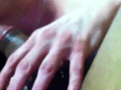 my wife drops to her knees for my homemade blowjob then swallows every drop casually watching her work