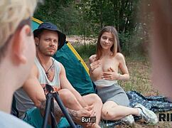 Shy couple rims asses then hard anal outdoors camping