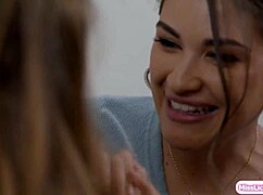 Lesbian Latina Babe Fingers And Licks Big Tits Client's Wet Pussy In Lingerie