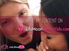 Watch Lilu Moon deepthroat while Monica White handjobs huge cock gaming?