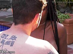 Ebony Goddess Pool Rides Cheating Hubby’s Monster Cock Tight Pussy Grip