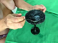 Mature stepmom milks young bull's huge balls with food fetish creampie finish