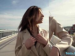 oh god, this super sexy brunette's tits and ass make public fucking irresistible...