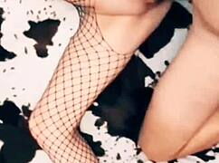 A homemade pov captures skinny mature wife licking pussy getting anal fucked with natural tits in stockings