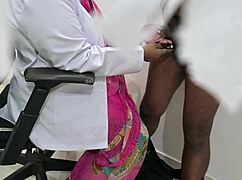 😏 Indian lady doc sneaks peeks at patient's throbbing cock during checkup 👀