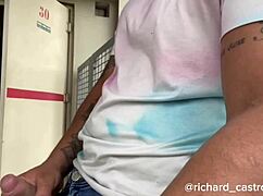 Latina teen pornstar caught public outdoor pov masturbation by building doorman in sexy solo flagra