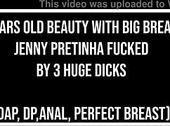 Jenny Pretinha's Ebony Big Tits Take Triple DAP Anal DP Gapes ATM