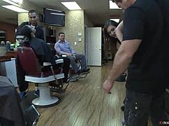 Blonde screams in pain from brutal anal pounding at barbershop 😩🍑