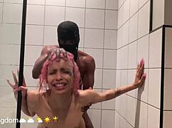 Michikomalandro slurps bbc deep then skinny latina ass takes shower anal pounding