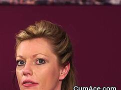 nasty doll slurps jizz loads from blowbang swallowing every facial drop