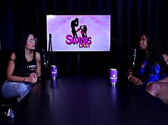 damn this black slut strips shows huge tits shaved pussy loves head stomps and client cumshots emily louise on sheer red