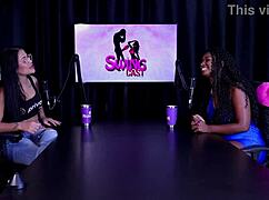 damn this black slut strips shows huge tits shaved pussy loves head stomps and client cumshots emily louise on sheer red