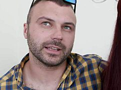 redhead wife scyley jam takes creampie as cuckold husband watches her pussy fill up