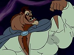 beast bodybuilder flexes furry muscles in epic growth pump