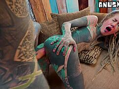 Dreadlocks Goth Takes Rough BWC Anal Facial with Gaping Asshole