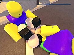 Emma's big tits bounce in street gangbang doggystyle pounding