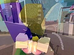 Emma's big tits bounce in street gangbang doggystyle pounding