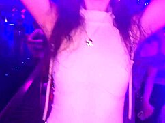 grabbed hot student slut fucked her tight holes rough in nightclub toilet!