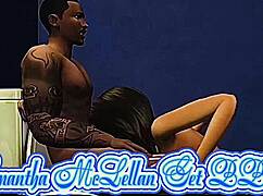 samantha mclellan takes bbc on couch then bathroom pounding session