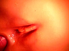 check out this cute fuck doll's big shaved pussy taking double toy anal close-up