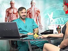 the brunette patient begs her doctor to pound her natural tits in lingerie at the hospital office. 