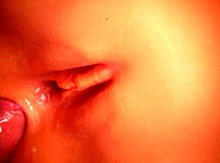 check out this cute fuck doll's big shaved pussy taking double toy anal close-up