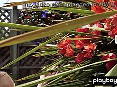 Skinny blonde teen Roxy Shaw strips tiny tits and gets wet outdoors?