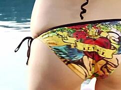 Jelena Jensen Dildo Fucks Her Big Pussy by French Pool