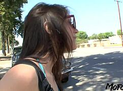 Brunette college slut deepthroats daddy for sloppy facial cumshot 💦