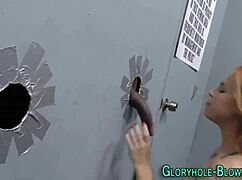 WOW! Gloryhole Slut Sucks Monster Black Cock for Creampie!