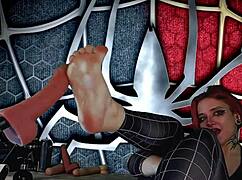 i dressed as spider girl meridjane and gave him the sloppiest deepthroat blowjob ever with my huge natural tits bouncing