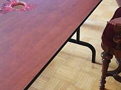 femdom stomps cum from huge cock under desk