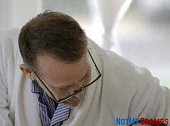 brunette teen alexia anders rides old man's cock and licks cum in taboo scene