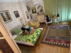 big titted brunette babe tries on lingerie for fashion shoot but ends up in hot casting handjob with her big natural ass out