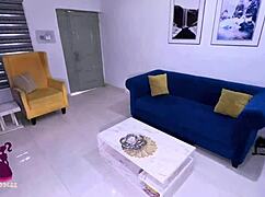 ebony maid takes horny boss's facial cumshot after bent over doggystyle pounding