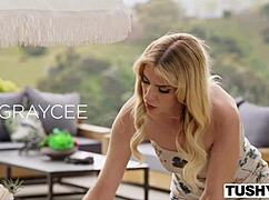 Bent over and gaping her ass like a pro is Graycee Baybee's first Tushy anal show worth it?