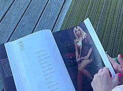 playboy mag got me so wet outdoors i had to play with my shaved pussy 😈💦