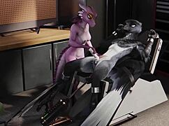 that furry bird gets bound tight and milked hard by his horny girl