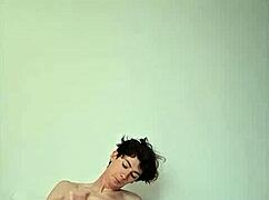 skinny girl masturbates horny on sunny bed day