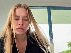 have you ever felt a blowjob this wild from skinny moaning teen girlfriend outdoors?