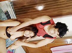 watch this homemade horny milf couple fuck rough with cumshot facial on shaved pussy