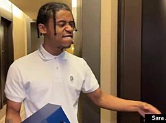 This lucky dude bends over mature maid Sara Jay's big ass for deep doggystyle pounding