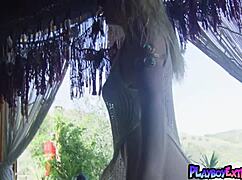 Jazlyn Ray's Massive Natural Tits Burst Out in Outdoor Striptease!