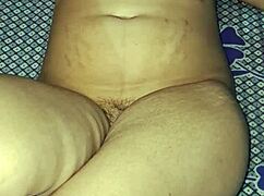 Chubby Indian housewife bhabhi moans as wet pussy grips huge dildo deep