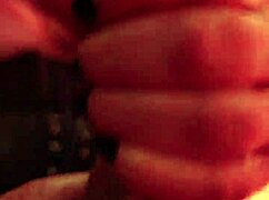 Chubby BBW redhead tranny strokes monster cock to three explosive cumshots in close POV
