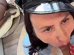 dirty cop milf neighbor in pantyhose sucks cock till i cum hard!