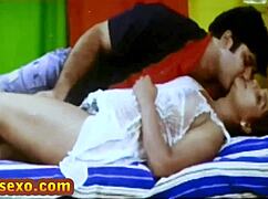 Young guy drizzles honey on indian mature's big boobs lick tease