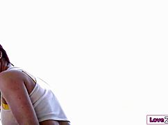 wanna see busty milf cleaners tongue those shaved pussies on the bed?