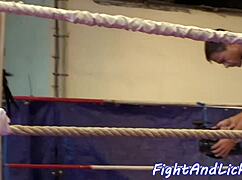 athletic skinny lesbians dominate in brutal ring wrestling