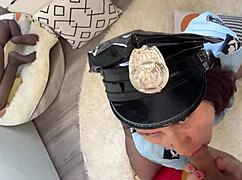 dirty cop milf neighbor in pantyhose sucks cock till i cum hard!